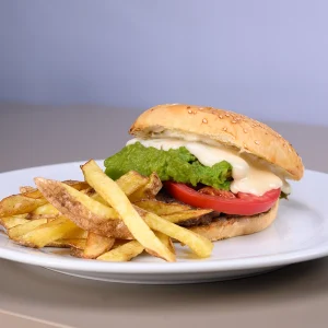 Hamburguesa italiana + papas fritas